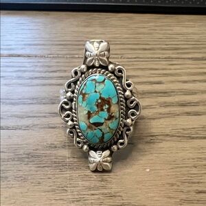Number 8 Turquoise Adjustable Sterling Ring